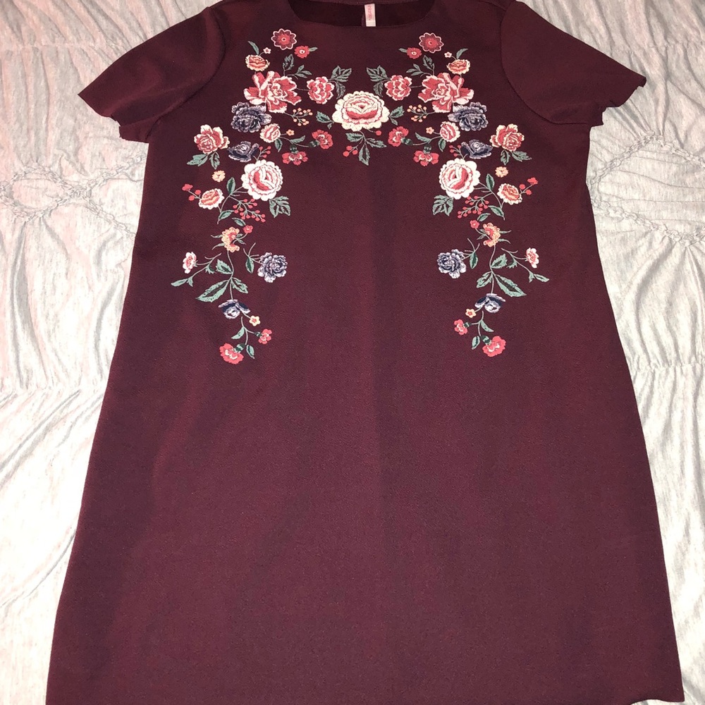 Burgundy floral dress